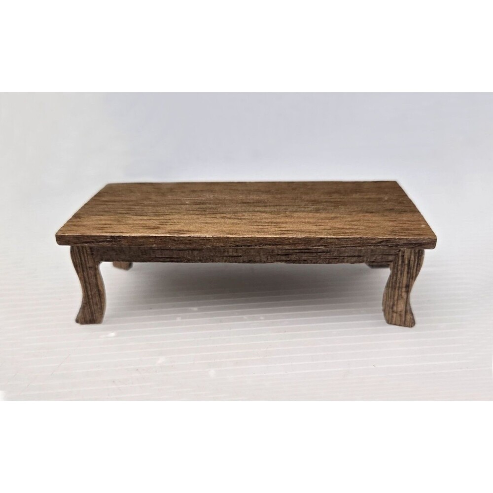 Vintage Wood Dollhouse Coffee Table Hello Dolly Miniature Walnut